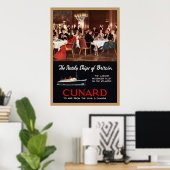 Vintag Queen Elizabeth Cunard Lines Travel Poster (Heimbüro)