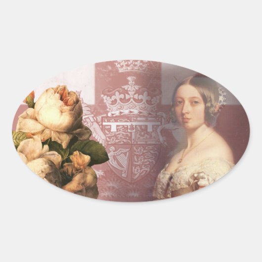 Vintag Queen Victoria Ovaler Aufkleber (Vorderseite)