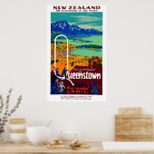 Vintag Queenstown New Zealand Travel Poster (Küche)