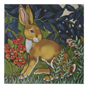 Vintag Rabbit Hare Garden William Morris Style Künstlicher Leinwanddruck