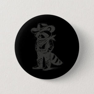 Vintag Raccoon Cowboy Cowgirl Trash Panda Western Button