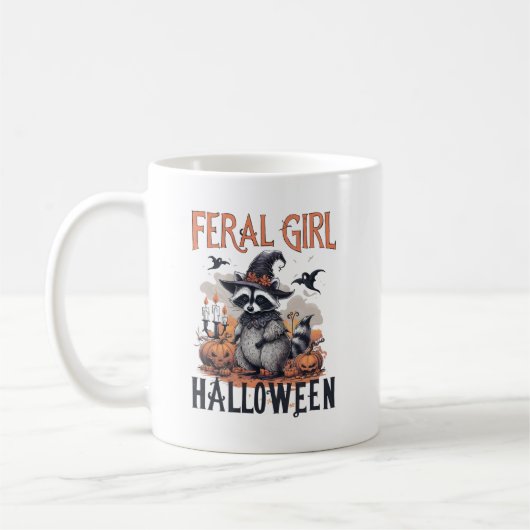 Vintag Raccoon Halloween Kaffeetasse (Links)