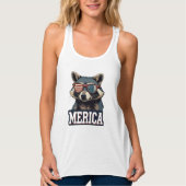 Vintag Raccoon Merica 4. july patriotisch Tank Top (Vorderseite)