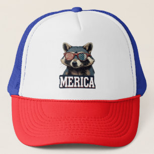 Vintag Raccoon Merica 4. july patriotisch Truckerkappe
