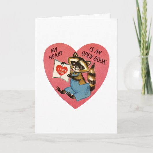 Vintag Raccoon Valentine Feiertagskarte (Vorderseite)