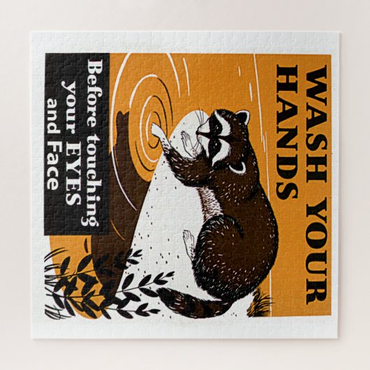 Vintag Raccoon waschen, virusfrei, ZSSG Puzzle (Horizontal)