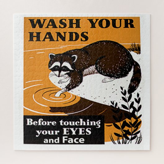 Vintag Raccoon waschen, virusfrei, ZSSG Puzzle (Vertikal)