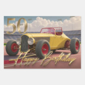 Vintag Racing Car Happy 50. Geschenkpapier Set (Vorderseite 2)
