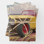 Vintag Racing Car Happy 50. Geschenkpapier Set (Beispiel)