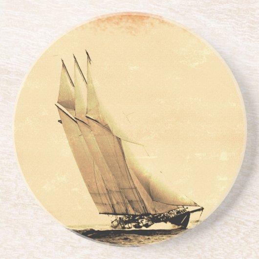 Vintag Racing Yacht Sandstone Untersetzer (Vorne)