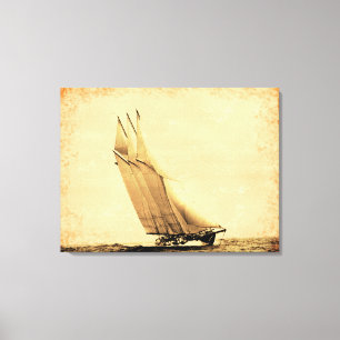 Vintag Racing Yacht Wrapped Canvas Print Leinwanddruck