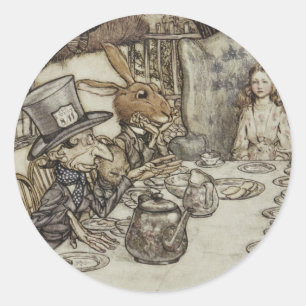 Vintag Rackham Mad Tea Party Alice im Wunderland Runder Aufkleber