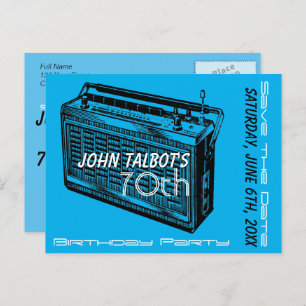 Vintag Radio 70. Geburtstagsparty Save the Date Ankündigungspostkarte