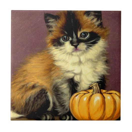 Vintag Ragdoll Halloween Cat Fliese (Vorderseite)