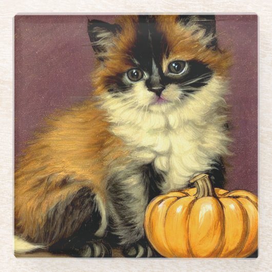 Vintag Ragdoll Halloween Cat Glasuntersetzer (Vorderseite)