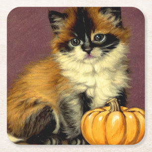 Vintag Ragdoll Halloween Cat Rechteckiger Pappuntersetzer