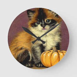 Vintag Ragdoll Halloween Cat Runde Wanduhr