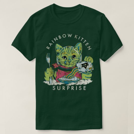 Vintag Rainbow Kitten Überraschung T-Shirt (Design vorne)