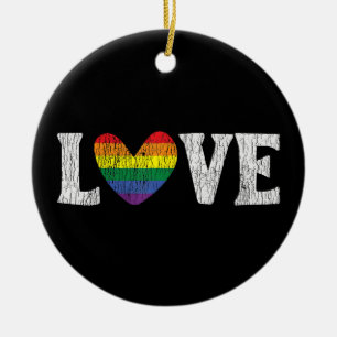 Vintag Rainbow Liebe Proud Family Matching Gay Les Keramik Ornament