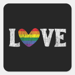 Vintag Rainbow Liebe Proud Family Matching Gay Les Quadratischer Aufkleber