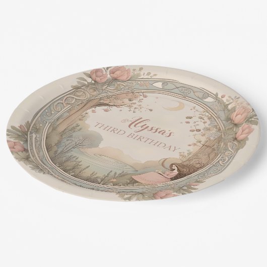 Vintag Rapunzel Fairytale Pappteller (Schrägansicht)