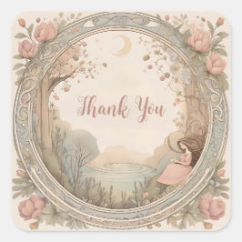 Vintag Rapunzel Fairytale Quadratischer Aufkleber