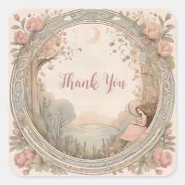 Vintag Rapunzel Fairytale Quadratischer Aufkleber