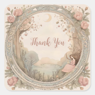 Vintag Rapunzel Fairytale Quadratischer Aufkleber