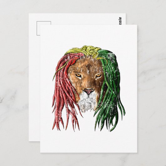 Vintag Rasta Reggae Lion Postkarte (Vorne/Hinten)