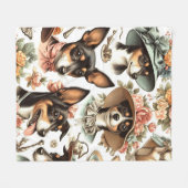 Vintag Rat Terrier Seamless Fleecedecke (Vorderseite (Horizontal))