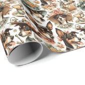 Vintag Rat Terrier Seamless Geschenkpapier (Rolleneckpunkt)