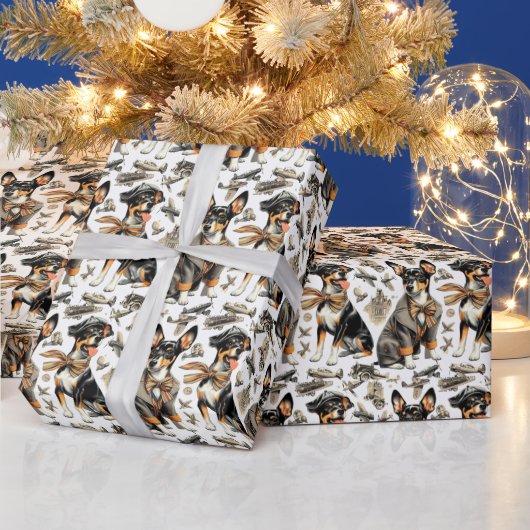 Vintag Rat Terrier Seamless Geschenkpapier (Feiertage)
