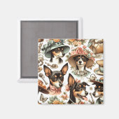 Vintag Rat Terrier Seamless Magnet (Vorderseite/Rückseite)