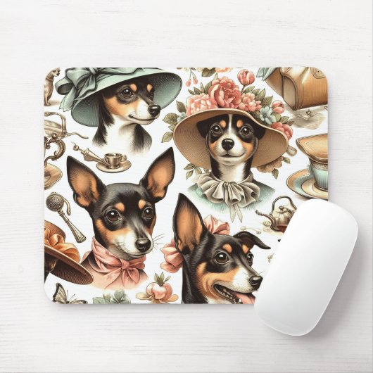 Vintag Rat Terrier Seamless Mousepad (Mit Mouse)