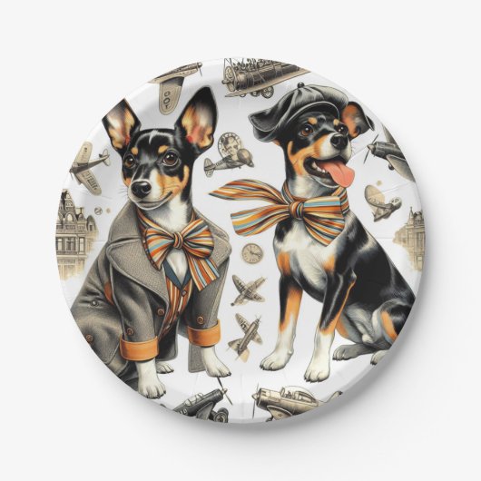 Vintag Rat Terrier Seamless Pappteller (Vorderseite)