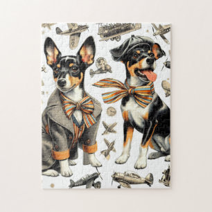 Vintag Rat Terrier Seamless Puzzle
