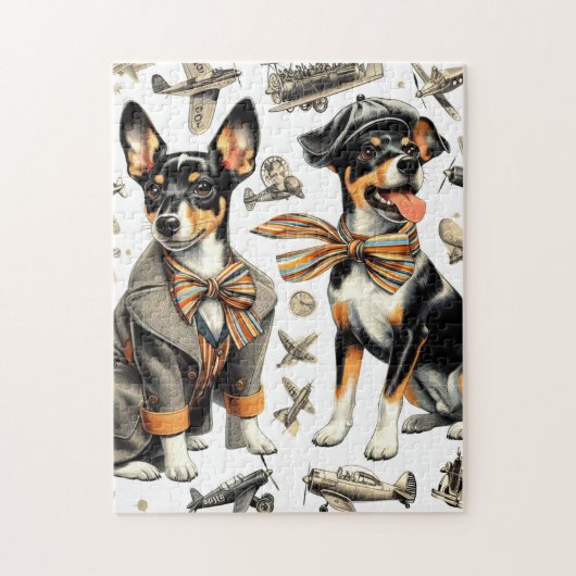 Vintag Rat Terrier Seamless Puzzle (Vertikal)