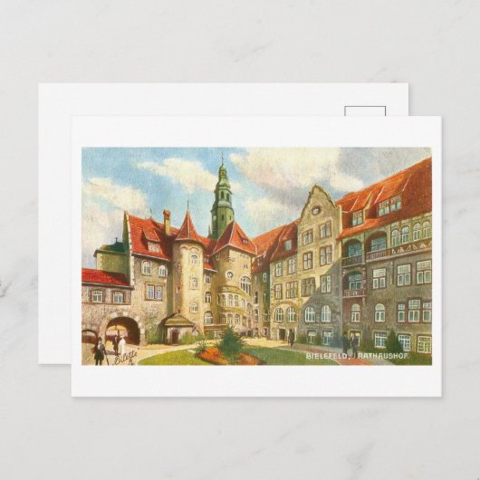 Vintag Rathaus Bielfeld Deutschland Postkarte (Vorne/Hinten)