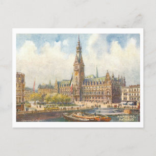 Vintag Rathaus Hamburg Deutschland Postkarte