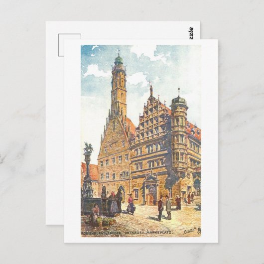 Vintag Rathaus Rothenburg, Deutschland Postkarte (Vorne/Hinten)