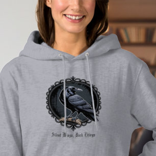 Vintag Raven Art Gray Hoodie