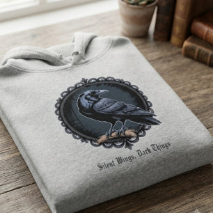 Vintag Raven Art Gray Hoodie