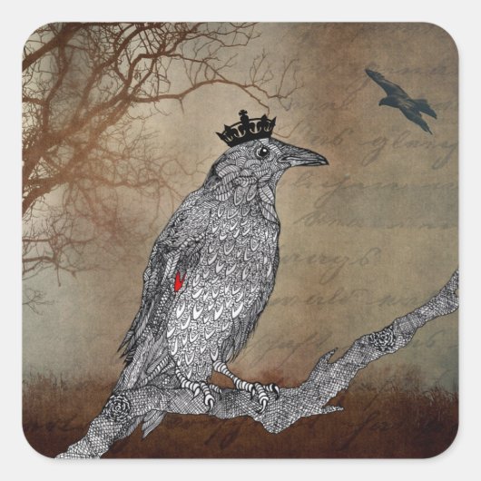 Vintag Raven Crow Sticker (Vorderseite)