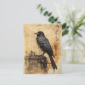 Vintag Raven Edgar Allan Poe Postkarte (Stehend Vorderseite)