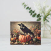 Vintag Raven Foto Gothic Halloween Postkarte (Stehend Vorderseite)