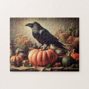 Vintag Raven Foto Gothic Halloween Puzzle