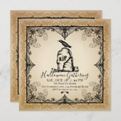 Vintag Raven Gravestone Halloween-Party Einladung (Vorne/Hinten)