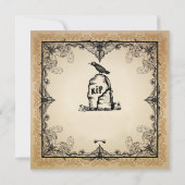 Vintag Raven Gravestone Halloween-Party Einladung (Rückseite)