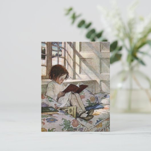 Vintag Reading Girl Postkarte (Stehend Vorderseite)