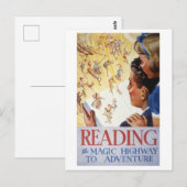 Vintag "Reading: The Magic Highway to Adventure" Postkarte (Vorne/Hinten)